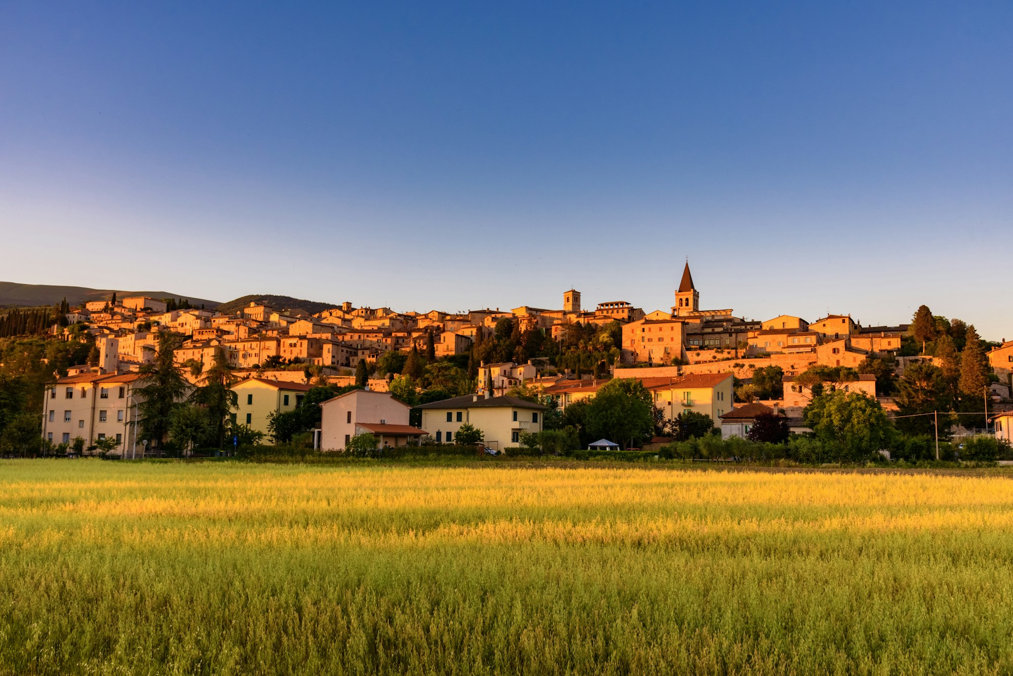 Beautiful view of the medieval town Spello in Italy in the daylight