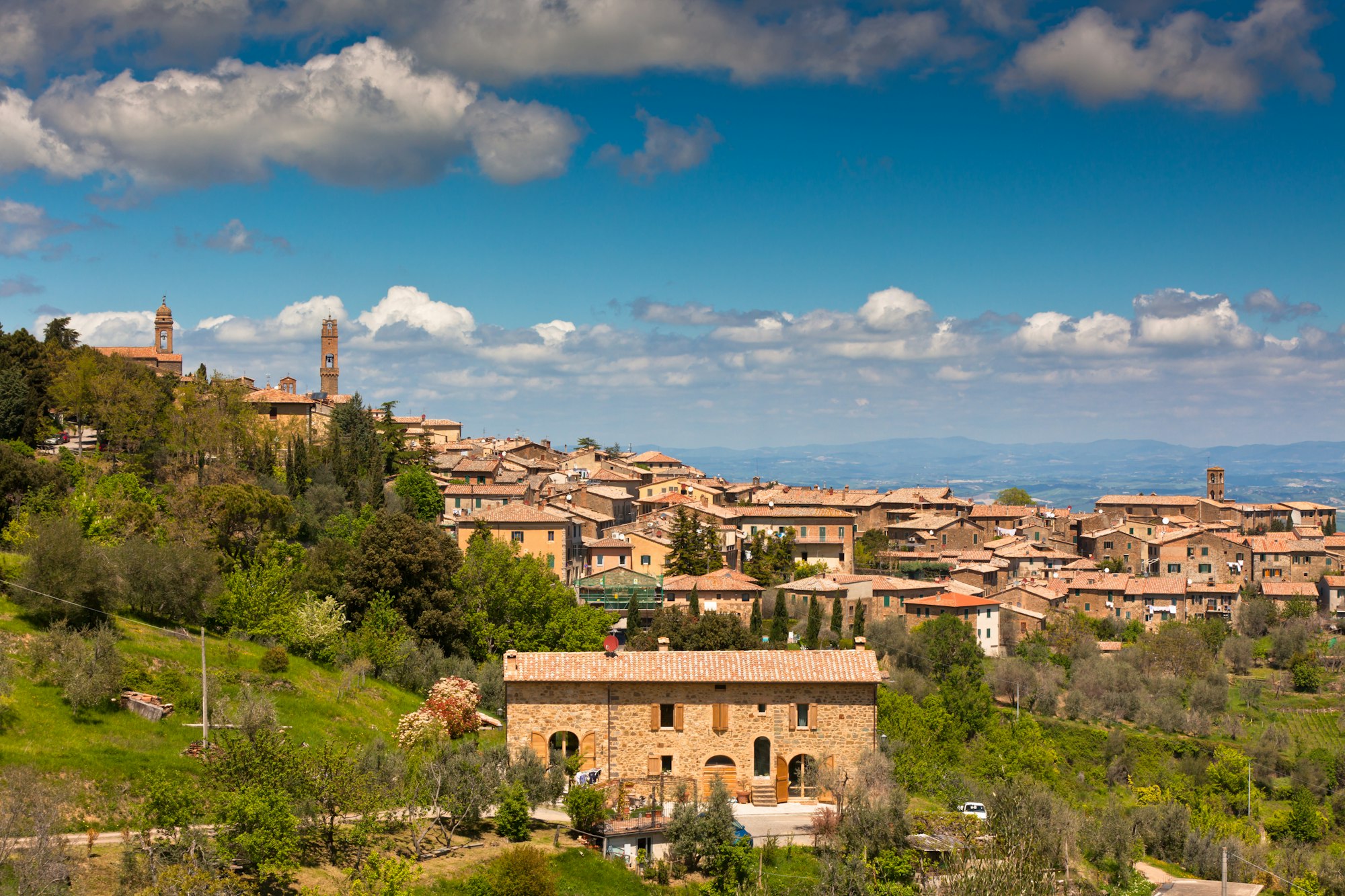 Tuscan wine town of Montalcino view, Italy